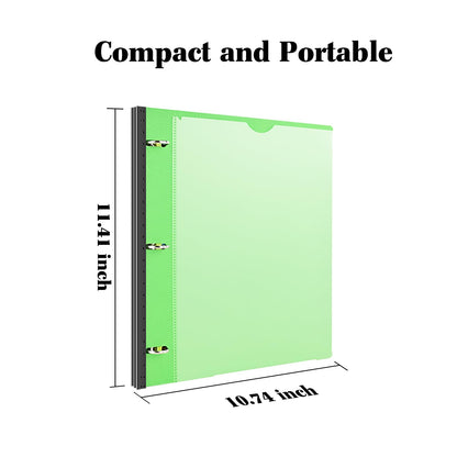 INFUN 1 Inch Telescoping 3 Ring Binder - 1PCS,Flexible Round Binder with Customizable Front Cover and Clear Catalog Pocket, 1 Inch Rings, 225 Sheet Capacity- Green