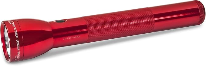 MagLite ML300L 3-Cell D Flashlight – High Lumens LED Flashlight with Adjustable Focus for Precise Beam, High & Low Modes, Long Battery Life, Water-Resistant for Emergency, Outdoor, and Camping – Red