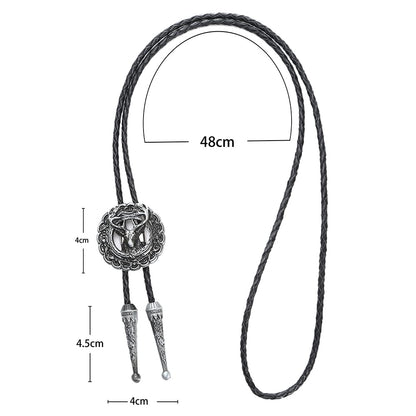 HUABOLA CALYN Bolo tie, Native American Elk Bolo Tie Rodeo Cowboy Leather Necktie Western Necklace Costume Accessories for Men Women
