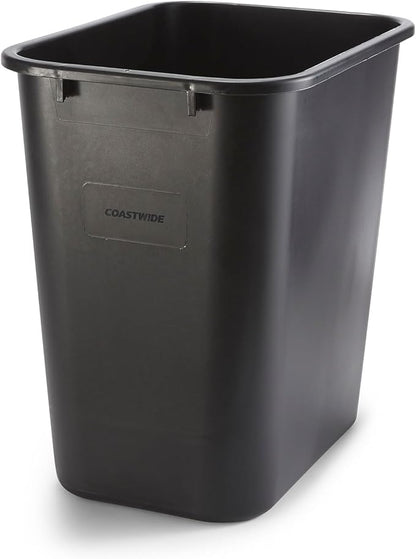 COASTWIDE Professional Indoor Trash Can Without Lid, Black Soft Molded Plastic, 7 Gallon (CW56429)