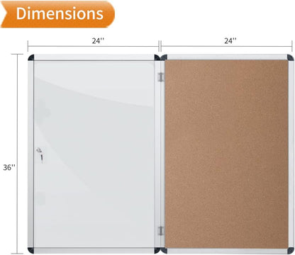 VIZ-PRO Tamperproof Lockable Cork Noticeboard Class 1 Aluminium Framed 36x24 Inches, Pack of 2