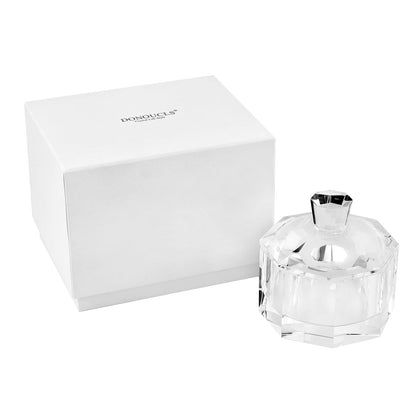 DONOUCLS Crystal Candy Dish with Lid Hand-Cut Home Decorative Jewelry Box/Jar W 5" x H 5" with Multi-faceted, Comes With Gift Box