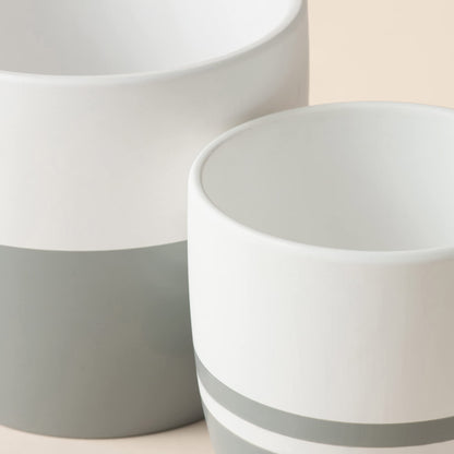 LA JOLIE MUSE Ceramic Flower Pots for Indoor, Plant Pot Plants Planter Set of 2, 6.1 + 5.1 Inch Home Decor Gift, White & Gray