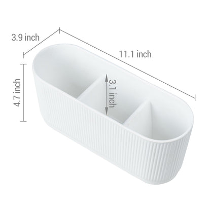MyGift 11 Inch Ceramic Herb Planter with Drainage, Modern 3 Compartment Plant Pot, Decorative Garden Pots for Planting Herbs Flowers Succulents