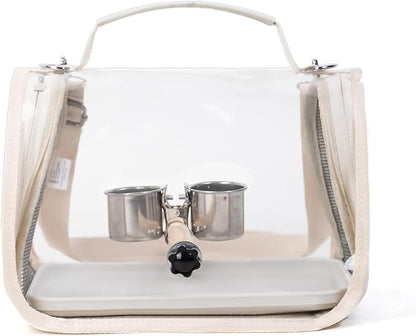 Generic Bird Travel Carrier Lightweight Bird Backpack with Perch Bird Travel Cage for Parakeet Cockatiel Conure Outdoor Travel Camping and Vacation. (White)