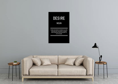 WYJZDZQ8 Desire Noun Inspirational Canvas Office Print Wall Art Motivational Picture Poster Painting Modern Inspiring Artwork for Home Living Room Bedroom Decor Ready to Hang [24''W x 36''H]