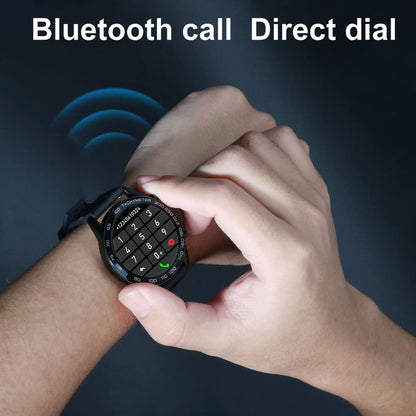 FILIEKEU Leather Men Smart Watch for Android iOS, Bluetooth Calls Voice Chat with Heart Rate Fitness Tracker, 1.3" Full Touch Screen IP67 Waterproof Silicone Activity Tracker for Men