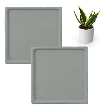 uxcell 2 Pcs Square Plant Saucers, 4.7 Inch Ceramics Plant Drip Trays for Pots, Heavy Duty Flower Pot Saucers for Indoors and Outdoors, Gray