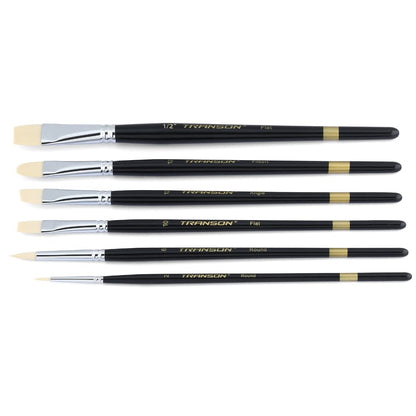 Transon Paint Brush Set 6pcs Art Painting Flexible Bristle for Acrylic Watercolor Gouache Oil Leather Canvas and Face Painting
