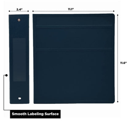 Carstens 2-Inch Heavy Duty 3-Ring Binder - Side Opening, Navy Blue, Durable Plastic, Precision No-Gap Rings, Waterproof Covers, No Pockets, Holds 300 US Letter Sheets, BPA-Free, Made in USA (2829-3R)