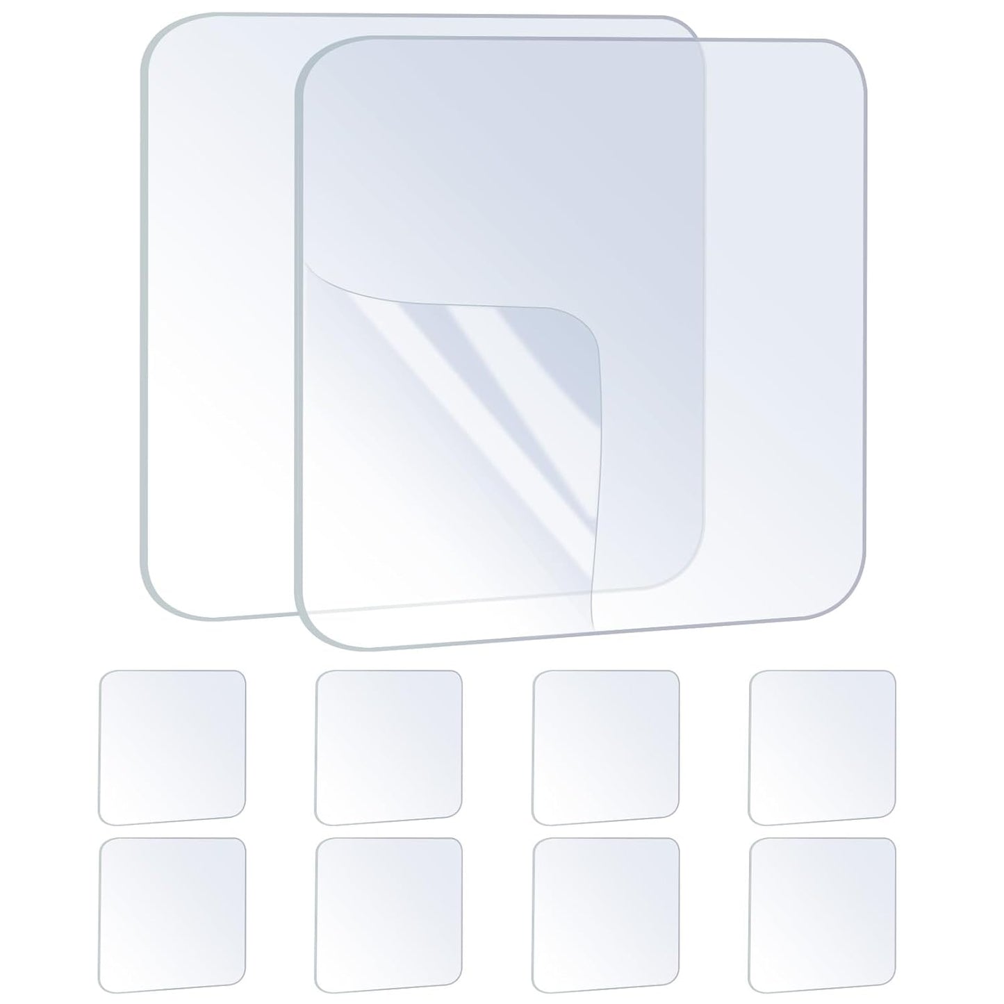 10PCS Premium Double Sided Mounting Squares Clear Tape,Heavy Duty Adhesive Pads for Pictures,Poster Hanging Strips - Strong Sticky Tack,Waterproof Adhesive for Shower,Wall Patch,Sticky Pads