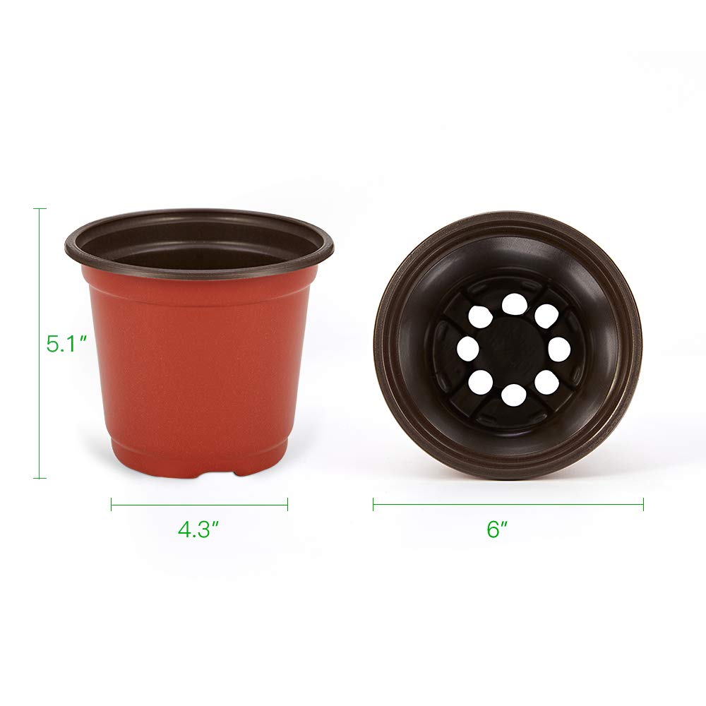 JERIA 100-Pack 6 Inch Plastic Nursery Pots Come with 100 Pcs Labels, Seedling Flower Plant Container and Seed Starting Pots