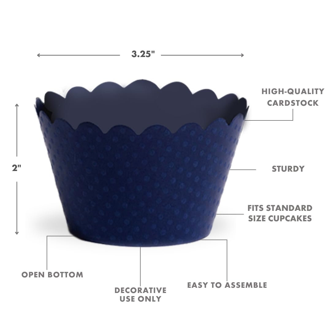 Dress My Cupcake Navy Blue Cupcake Liners 50-Pack Graduation Standard Size Blue Cupcake Wrappers, Weddings, Baby Showers, and Birthday Parties, Elegant Dark Navy Paper Muffin Cups