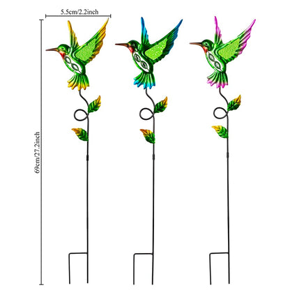 Venniy 3 Pcs Hummingbird Decorative Garden Stakes,Metal Yard Art for Lawn Pathway Patio Plant Pot Flower Bed Ornaments Spring Outdoor Decor