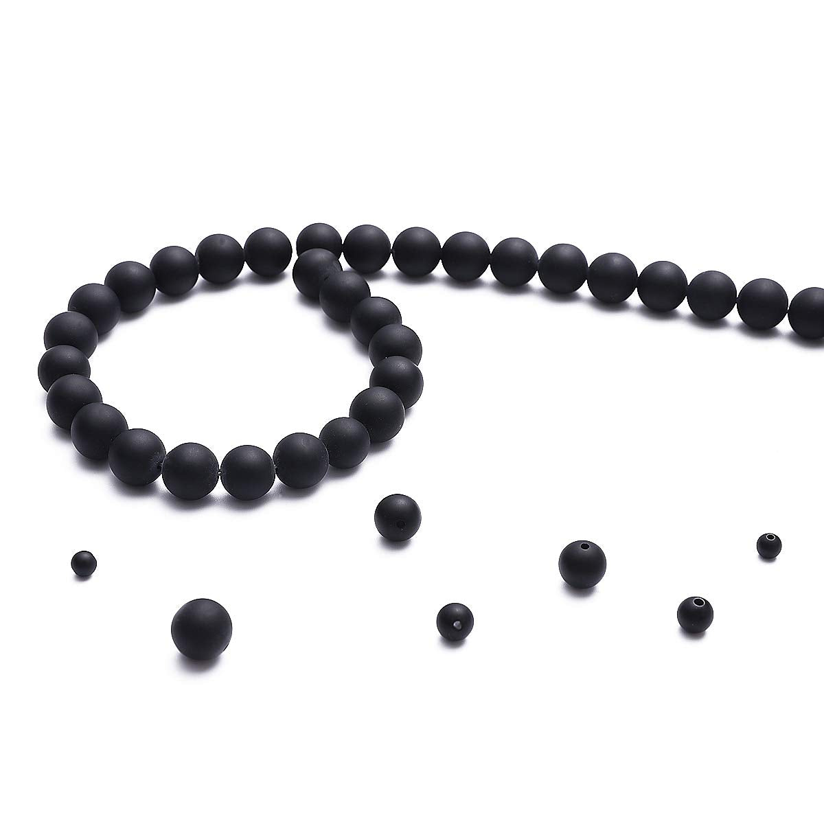 BEADIA Matte Black Onyx Natural Stone Round Loose Semi Gemstone Beads for Jewelry Making 12MM 32PCS