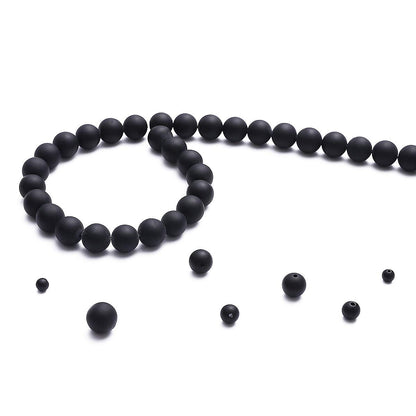 BEADIA Matte Black Onyx Natural Stone Round Loose Semi Gemstone Beads for Jewelry Making 12MM 32PCS