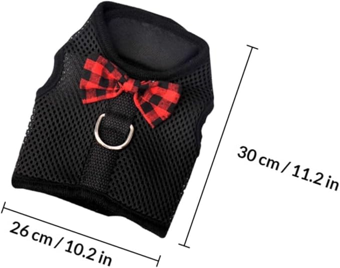 UKCOCO Pet Vest Harness Breathable Mesh Chest Strap for Small Pets Rabbit Guinea Pig Squirrel Black Medium (Chest 30-34cm) Adjustable for Outdoor Walking