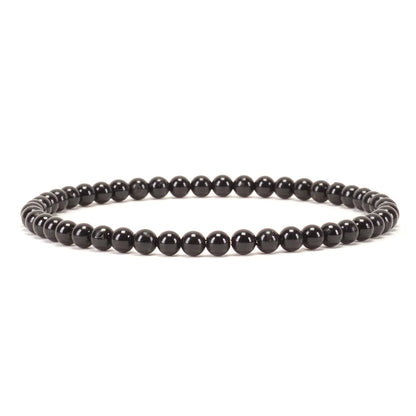 Cherry Tree Collection - Small, Medium, Large Sizes - Gemstone Beaded Bracelets For Women and Men - 4mm Round Beads (Black Tourmaline, Small)