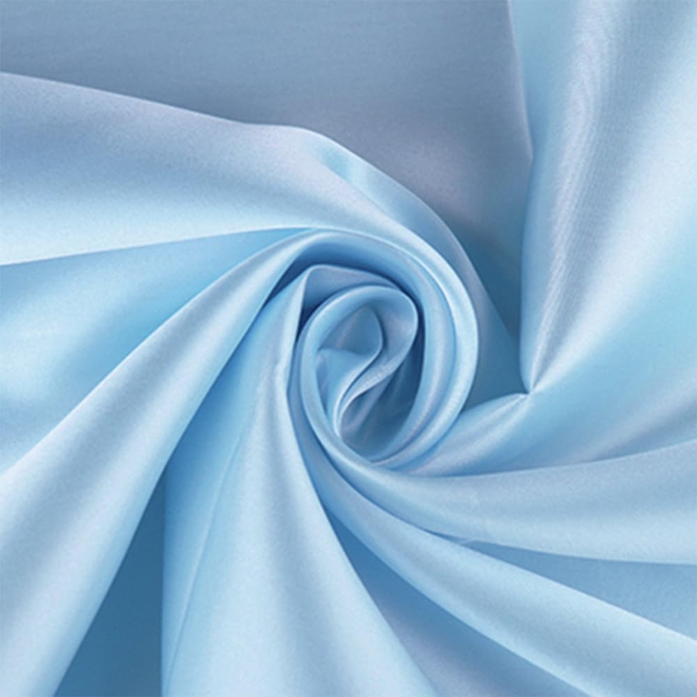 SINSSOWL 50 Baby Blue Chair Sashes Satin Chair Bows for Wedding Birthday Party Fiesta Decor - 7x108 Inches Ribbons Ties Fitted Banquets Folding Decorations