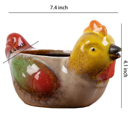 zmgmsmh Animal Shaped Planter Flower Pot Chicken Shape Small Succulent pots with Drainage Ceramic Animal Planter, Indoor Plant Container Planter with Drainage Hole Home Office Desk Garden (Chicken)