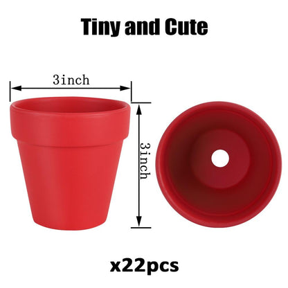 Sderoq 3 Inch Terracotta Pots - 22Pack Clay Flower Pots with Drainage Hole, Succulent Nursery Pot/Cactus Plant Pot. Great for Plants, Crafts, Wedding Favorn, DIY Production (Bright red)