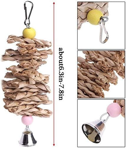 Hamiledyi Parrot Toys Chewing Bird Toy Cuttle Bone Beak Grinding Cage Hanging Bell Toys for African Greys Amazon Conure Eclectus Budgies Parakeet Cockatiel Hamster Chinchilla Rabbit 3 Pack