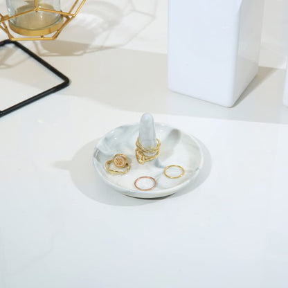 oskas Marble Ring Dish Holder,Decorative Porcelain Trinket Jewelry Dish Tray for Rings Earrings Necklaces,4 inch,Engagement Wedding Birthday Mother's Day Christmas Gift