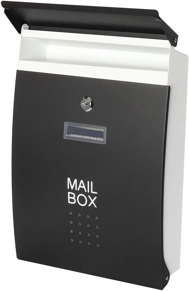 Mail Boxes with Key Lock for Outside,Security Drop Box with Key,Security Key Drop Box for Letters Newspapers, Cards, Wall Mounted Large Capacity Mailbox, 15 3/5" x 10 3/5" x 3 1/2"