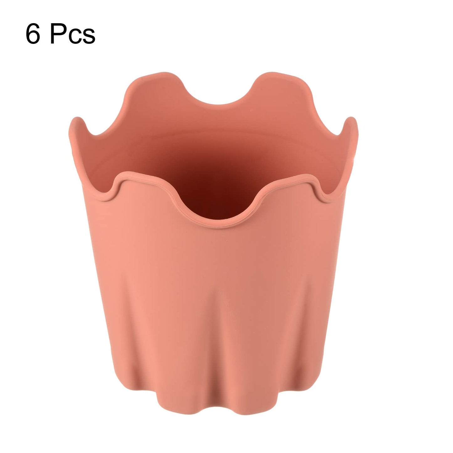 PATIKIL Silicone Plant Pot 4", 6 Pack Round Flower Planter Decorative Container for Indoor Outdoor Gardening, Orange