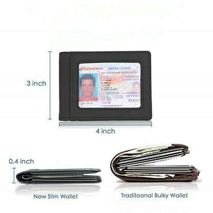 Rswsp RFID Men's Leather Slim Bifold Money Clip Wallet Front Pocket Credit Card Holder