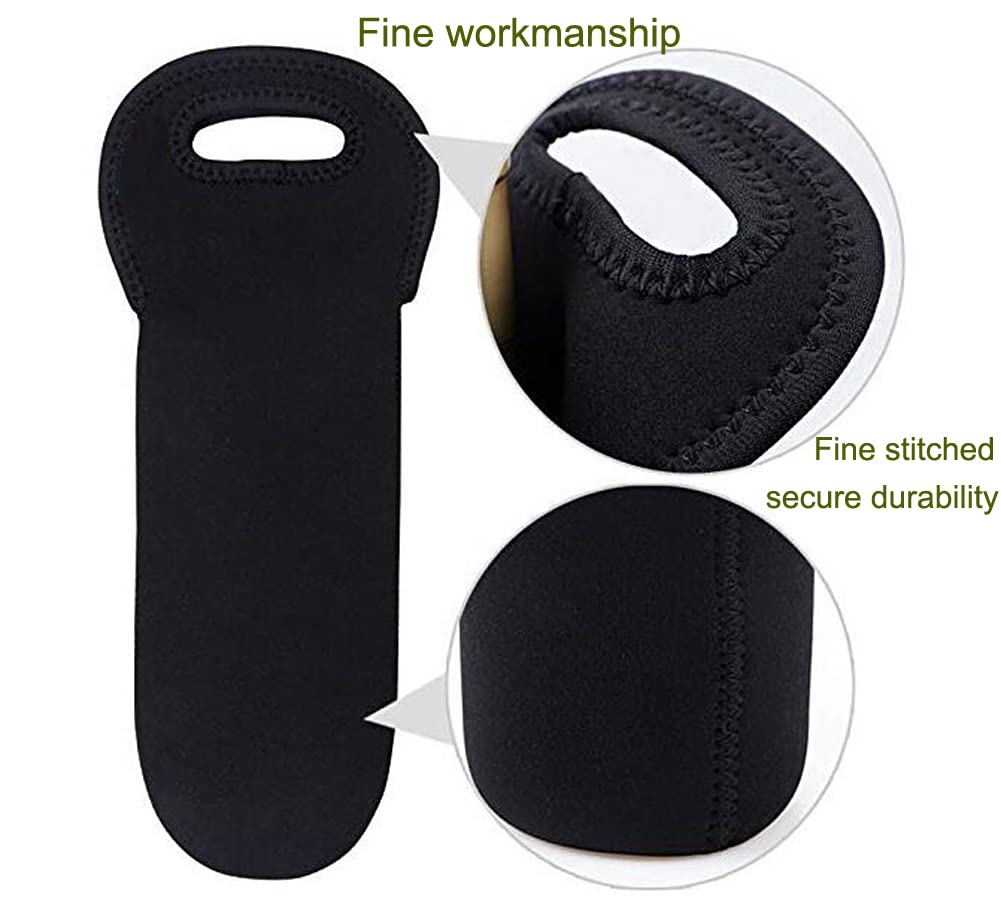 Eacolle Wine Carrier Tote Bag Set of 3 Neoprene Champagne Bottles Protective Travel Bag Beer Cans Water Bottle Holder for Safe Transportation(Black)
