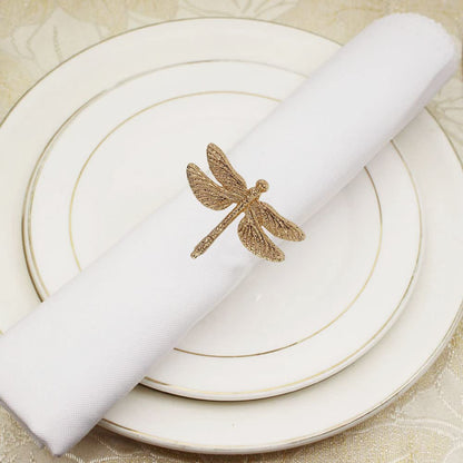 Dragonfly Napkin Rings Set of 10, Animal Insect Dragonfly Napkin Ring Holder for Easter, Wedding, Christmas, Dinner, Family Gathering Party Napkin Cloth Ornament Decoration Table Accessories (Gold)