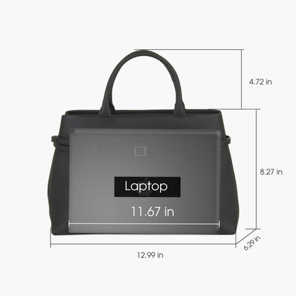 DONNAIN Full-Grain Cow Leather Top Handle Satchel, Tote Bag for Women Work and Shoulder Crossbody Bag with Adustable Strap (Black)