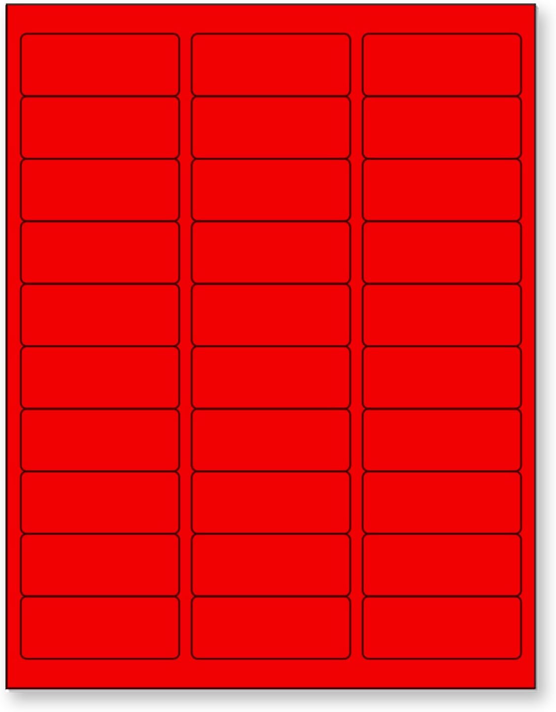 NextDayLabels - 8-1/2 x 11 Neon Color High Light Fluorescent Labels for Laser & Inkjet Printer (RED Fluorescent, 1" x 2-5/8" - 30 Per Page | 750 Labels)