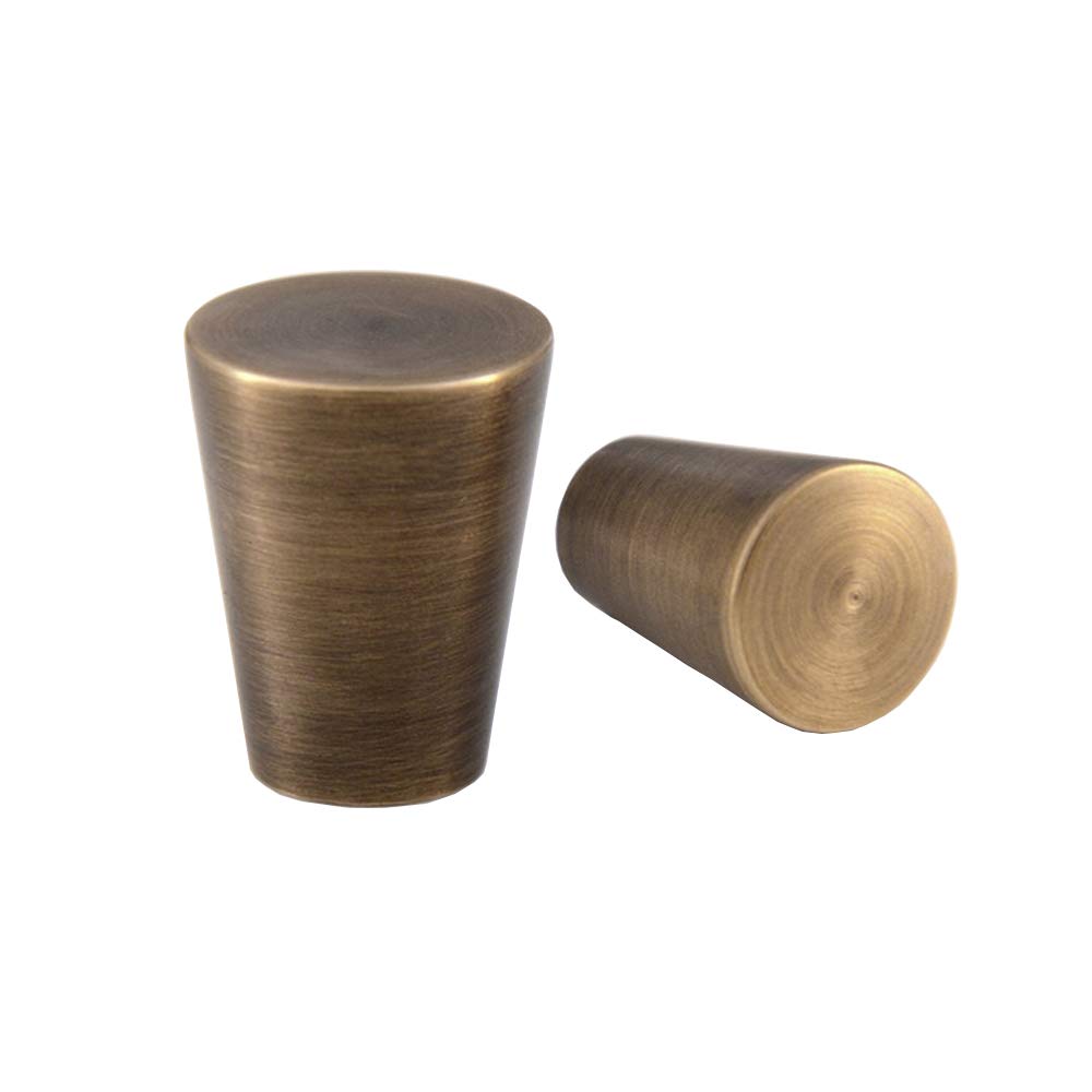 RZDEAL 4Pcs 0.79"x0.98" Antique Bronze Mid Century Drawer Knobs Solid Brass Vintage Cone Cabinet Shoe Book Drawer Knob Handle (Bronze)