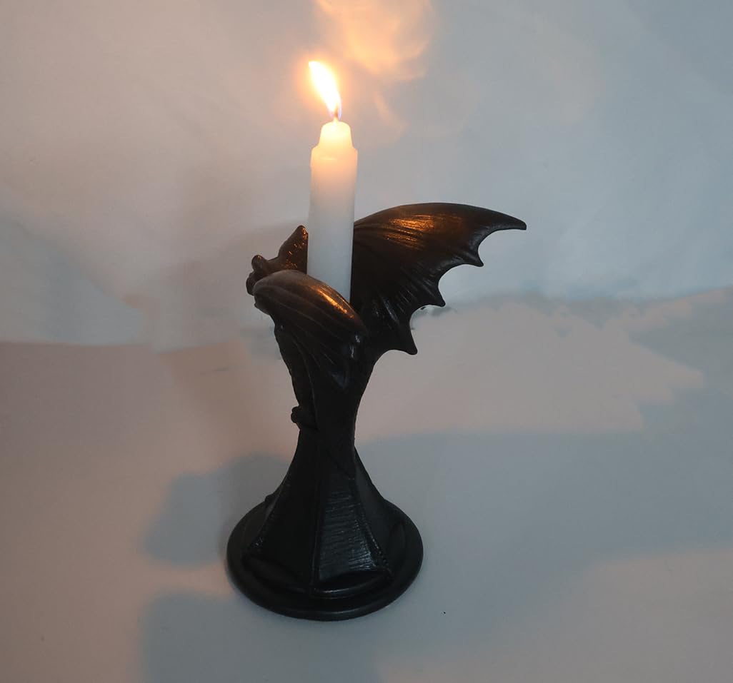 Halloween Candle Holder Decor Gothic Bat Candlestick Holder Stand Statue Figurine Home Decoration Accessory (Bat)