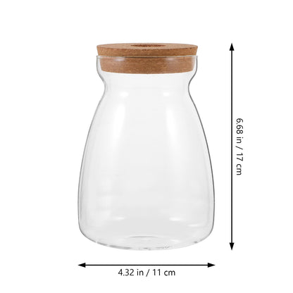 CONGARTENO Glass Flower Vase Hydroponic Succulent Planter Large Trapezoid Glass Vase with Wooden Stopper 3cm Hole for Indoor Plant Terrarium and Floral Arrangement