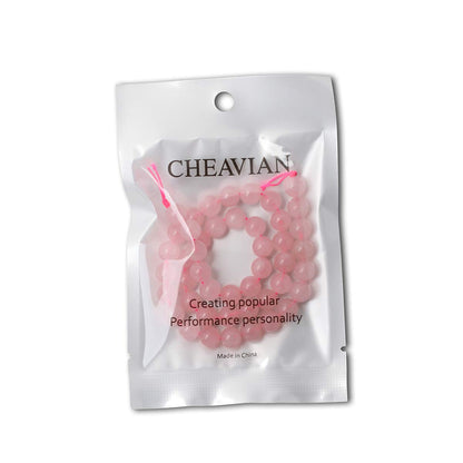 CHEAVIAN 45PCS 8mm Natural Rose Quartz Gemstone Round Loose Bead Pink Crystal for Jewelry Making 1 Strand 15"