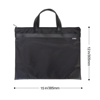 M&G 12x15 in Large Zipper Pouch with Handle, A4 Foldable Lightweight Waterproof Oxford Document Storage Bag, File Organizer for Office Travel Books Papers Filing Folder – 1 Pack (Black)