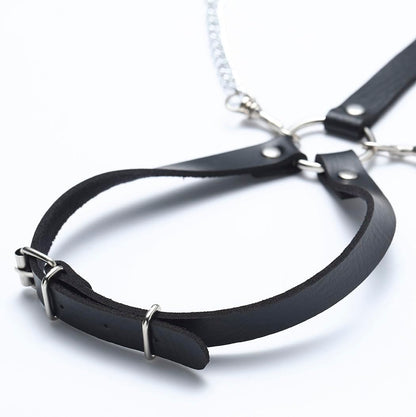 Kesvb Goth Harness Black Chest Chain Leather Harness for Women