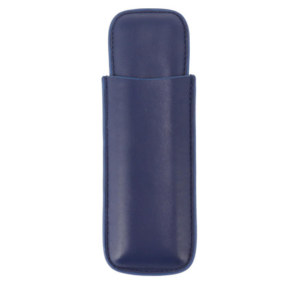 OEBUAFI 2 Finger Faux Leather Cigar Case, Premium Soft Touch Travel Holder with Front Pocket for Cutter, Elegant Sewing Technology Lightweight Durable Men (Blue)