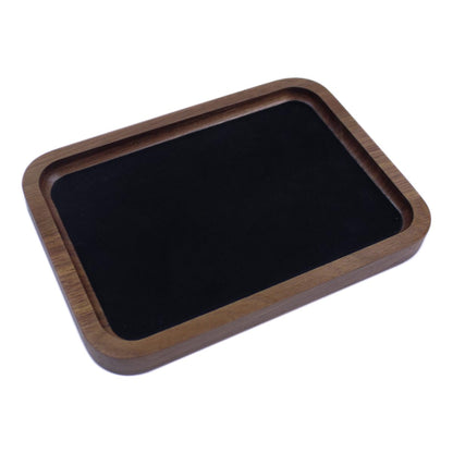 DSHOM Walnut Solid Wood Square Jewelry Display Valet Tray Dish for Elegant Presentation of Your Finest Pieces, Perfect for Personal Use Men Women Gift 6.9"