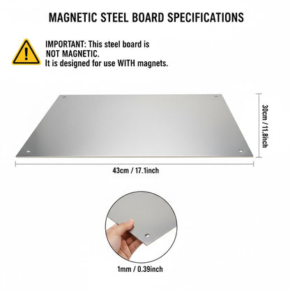 17.1" x 11.8" 2 Pack Alloy Steel Magnetic Board - Magnet Bulletin Board to Display Magnetic Letters Numbers Animal, Poetry, Spice Jars, Notes, Photos, Suitable for Wal (2)