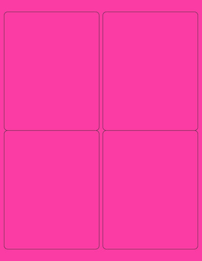 8-1/2 x 11" Neon Color High Light Fluorescent Labels for Laser & Inkjet Printer (Pink Fluorescent, 4 x 5" - 4 Per Page | 400 Labels)