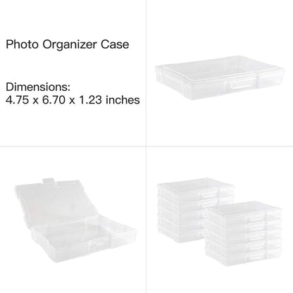 novelinks Transparent 4" x 6" Photo Organizers and Photo Storage Box with Handle, 16 Inner Photo Cases, Portable Picture Organizers & Photo Storage Containers (Clear-Silver Handle)