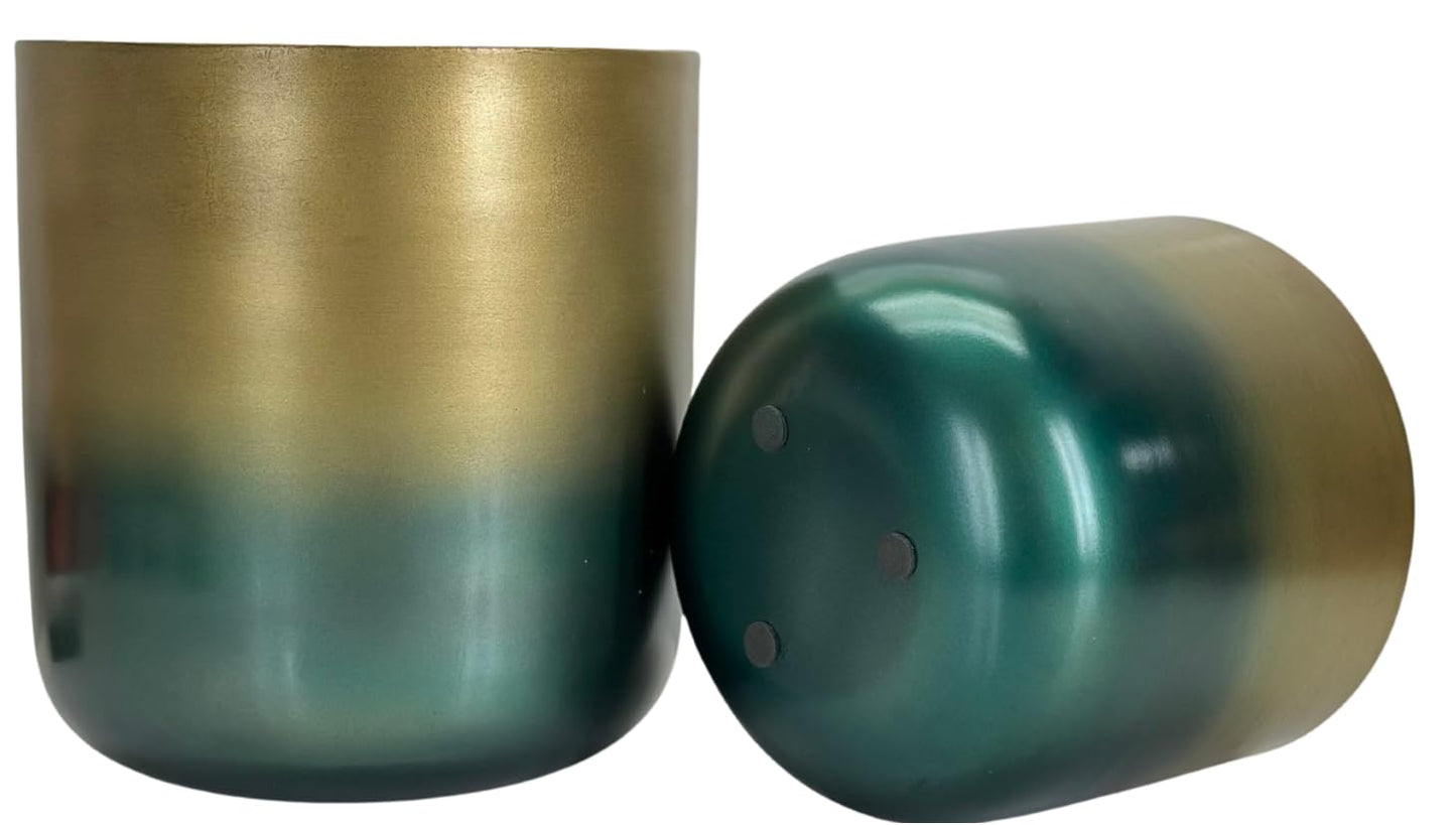 Set of 2 Luxury Brass Planters with Patina Finish – 10” & 8” Round Metal Indoor Plant Pots – Modern Decorative Flowerpots for Living Dining Room, Office, Balcony & Entryway – Stylish Home Décor Accent
