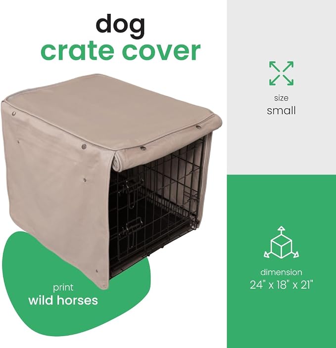 Molly Mutt Wild Horses Dog Crate Cover, 100% Cotton Canvas Cover with 2 Roll-Up Panels, Ideal for Dog or Cat Crate, Durable, Washable, and Free of Harmful Chemicals, 24" x 18" x 21"
