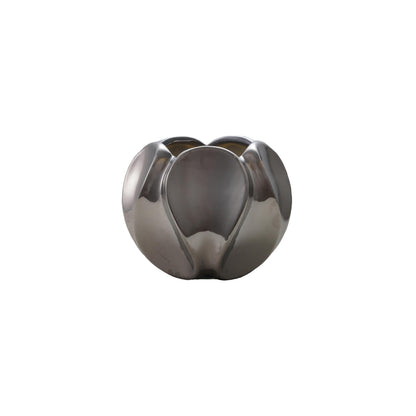 Bloomingville Round Stoneware Planter, Chrome Glazed