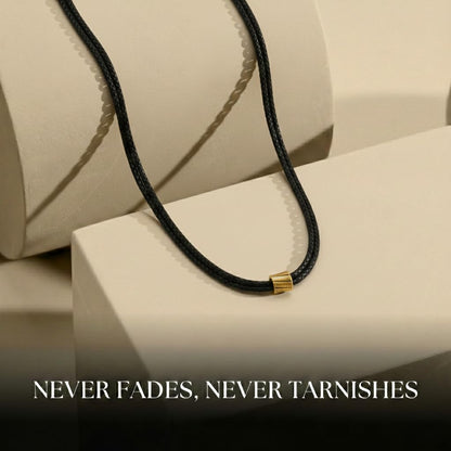 Galis Choker Necklace for Men - Black Leather Cord with Small Stainless Steel Bead Pendant, Stylish Mens Jewelry, Choker Surfer Necklaces, Valentines Gifts for Him - 17"
