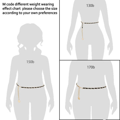 HIQUACC Leather Chain Belts for Women Girls, Layered Body Chain Belts Metal Waist Chain for Dress Vest Jeans